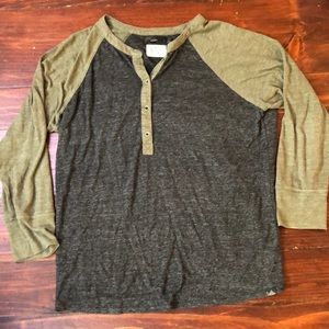 Prana Cozy Up Henley, Grey/Green, Size: Large
